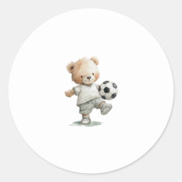 Teddy Bear Soccer Baby Shower • All-Star Theme Ronde Sticker