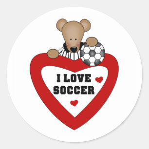 Teddy Bear Soccer Heart Ronde Sticker