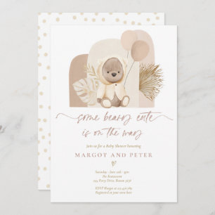 Teddy Bear some Beary Cute Boho Baby shower Kaart