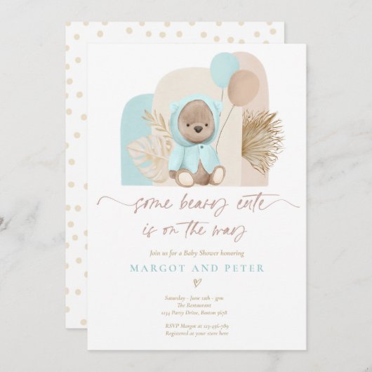 Teddy Bear some Beary Cute Boho Baby shower  Kaart (Voorkant / Achterkant)