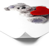 Teddy Bear Speelgoed die een hart op de witte acht Poster (Hoek)
