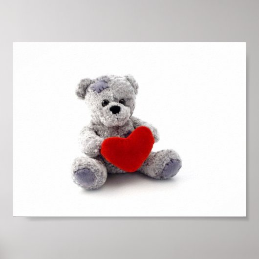 Teddy Bear Speelgoed die een hart op de witte acht Poster (Voorkant)