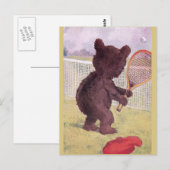 Teddy Bear Speling Tennis Briefkaart (Voorkant / Achterkant)