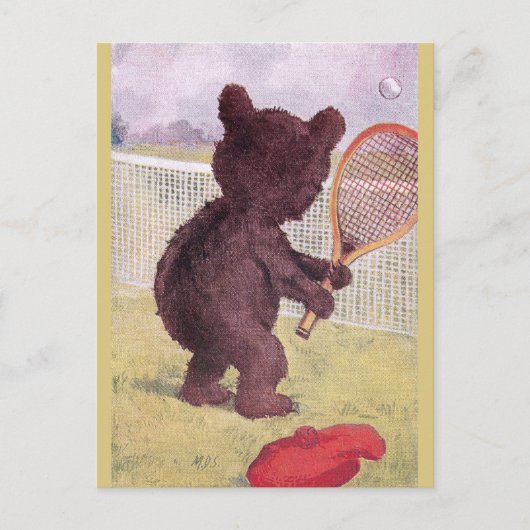 Teddy Bear Speling Tennis Briefkaart (Voorkant)