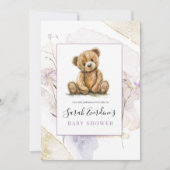 Teddy Bear Spring Wildflowers Baby shower Kaart (Voorkant)