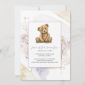 Teddy Bear Spring Wildflowers Baby shower Kaart (Achterkant)