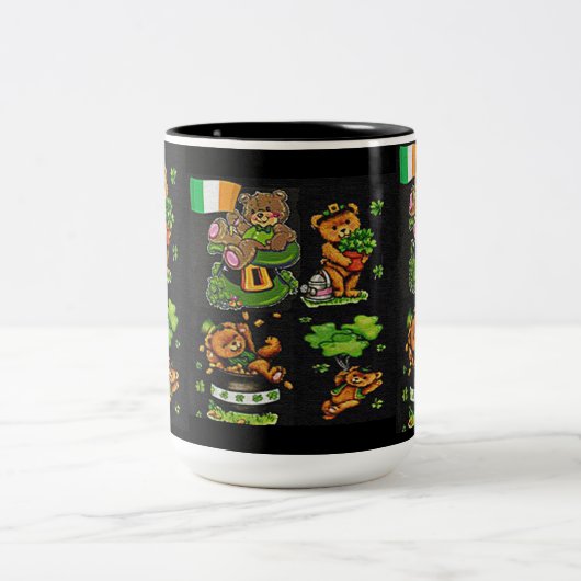 Teddy Bear St. Patrick's Day Collectie Tweekleurige Koffiemok (Center)