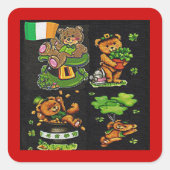 Teddy Bear St. Patrick's Day Collectie Vierkante Sticker (Voorkant)