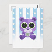 Teddy Bear - Star Eye Paars Briefkaart (Voorkant / Achterkant)