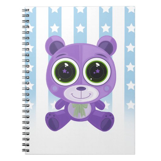 Teddy Bear - Star Eye Paars Notitieboek (Voorkant)