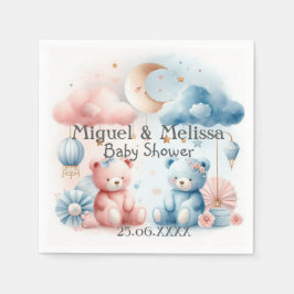 Teddy Bear & Stars Baby shower op maat Servet
