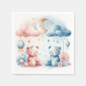 Teddy Bear & Stars Baby shower op maat Servet (Voorkant)