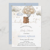 Teddy Bear Stars Balloons Clouds Baby shower Kaart (Voorkant / Achterkant)