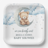 Teddy Bear Stars en het Moon Baby shower Papieren Bordje (Voorkant)