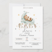 Teddy Bear Stars Glitter Goud Baby shower Kaart (Voorkant)