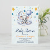 Teddy Bear, Sterren Cloud Moon Balloon Baby shower Kaart (Staand voorkant)