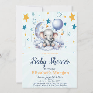 Teddy Bear, Sterren Cloud Moon Balloon Baby shower Kaart