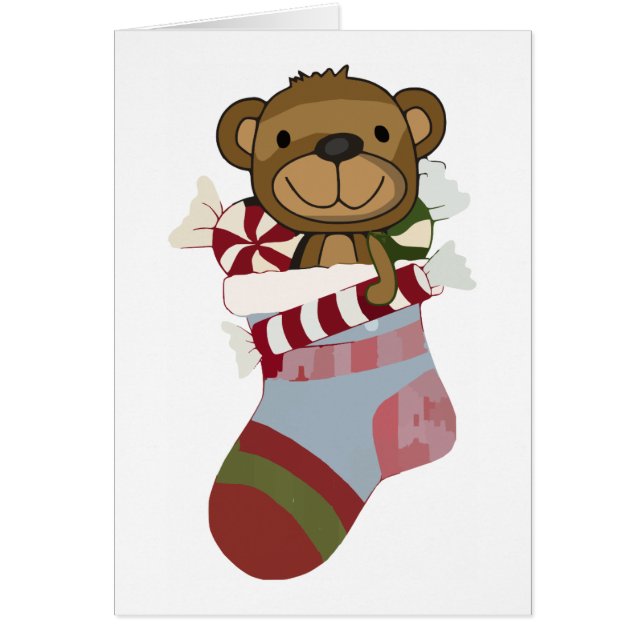 Teddy Bear Stocking Wenskaart (Voorkant)