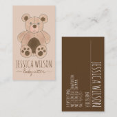 Teddy Bear stuffed Animal Babysitter Nanny Daycare Visitekaartje (Voorkant / Achterkant)