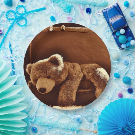 Teddy Bear Suitcase Disposable Paper Borden Papieren Bordje (Feest)