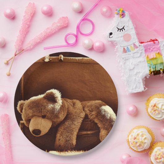 Teddy Bear Suitcase Disposable Paper Borden Papieren Bordje (Feest)