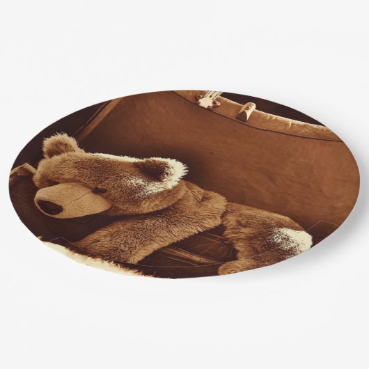 Teddy Bear Suitcase Disposable Paper Borden Papieren Bordje (Gekanteld)