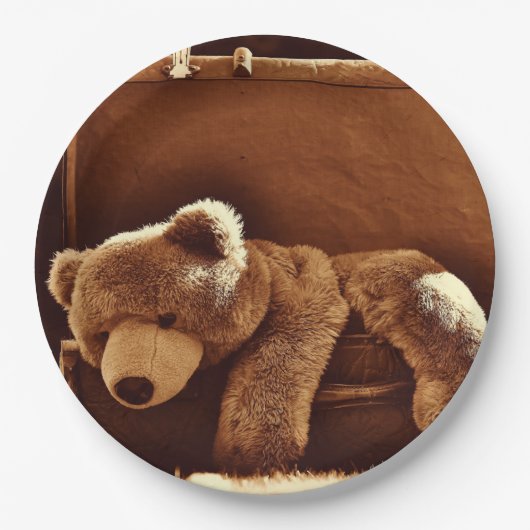 Teddy Bear Suitcase Disposable Paper Borden Papieren Bordje (Voorkant)