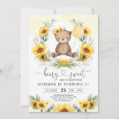 Teddy Bear Summer Sunflower Greenery Birthday Girl Kaart (Voorkant)