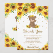 Teddy Bear Sunflower Baby shower Birthday Bedankkaart (Voorkant / Achterkant)