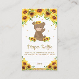 Teddy Bear Sunflower Baby shower Diaper Raffle Informatiekaartje
