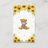 Teddy Bear Sunflower Baby shower Diaper Raffle Informatiekaartje (Achterkant)
