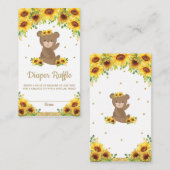 Teddy Bear Sunflower Baby shower Diaper Raffle Informatiekaartje (Voorkant / Achterkant)