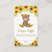 Teddy Bear Sunflower Baby shower Diaper Raffle Informatiekaartje (Voorkant)