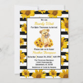Teddy Bear Sunflower Baby shower Kaart (Voorkant)
