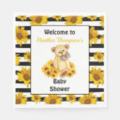 Teddy Bear Sunflower Baby shower Servet (Voorkant)