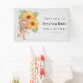 Teddy Bear Sunflower Baby shower Welkom Spandoek (Insitu)