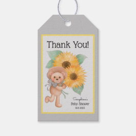 Teddy Bear Sunflower Picnic Baby shower Hartelijk  Cadeaulabel