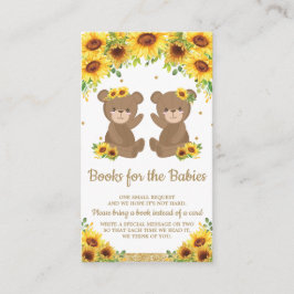 Teddy Bear Sunflower Twin Baby shower Breng een bo Informatiekaartje