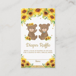 Teddy Bear Sunflower Twins Boy Girl Diaper Raffle Informatiekaartje