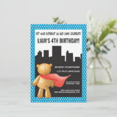 Teddy Bear Super Hero Boys Birthday Party nodigt u Kaart (Staand voorkant)