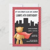 Teddy Bear Super Hero Boys Birthday Party nodigt u Kaart (Voorkant)
