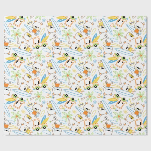 Teddy Bear Surfers  Cadeaupapier (Vlak)