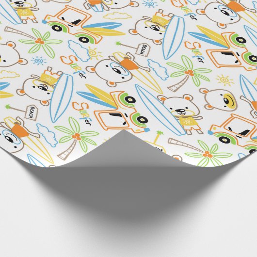 Teddy Bear Surfers Cadeaupapier (Hoek)