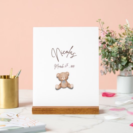 Teddy Bear tafeldecoratie Acryl Bord (Huwelijk)