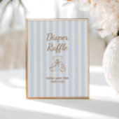 Teddy Bear Tan Blue Stripes Baby shower Poster