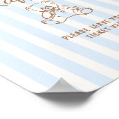 Teddy Bear Tan Blue Stripes Baby shower Poster (Hoek)