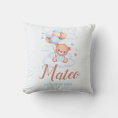 Teddy Bear Tan en Blauw Baby Jongen Douche Feestge Kussen (Voorkant)