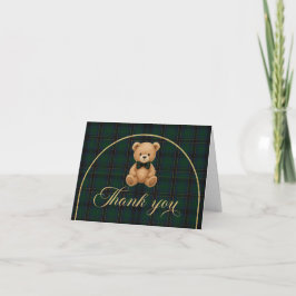 Teddy Bear Tartan Baby Shower Thank You Card Bedankkaart