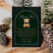 Teddy Bear Tartan Plaid Baby Shower Thank You Card Bedankkaart