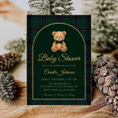 Teddy Bear Tartan Preppy Baby Shower Invitation Kaart